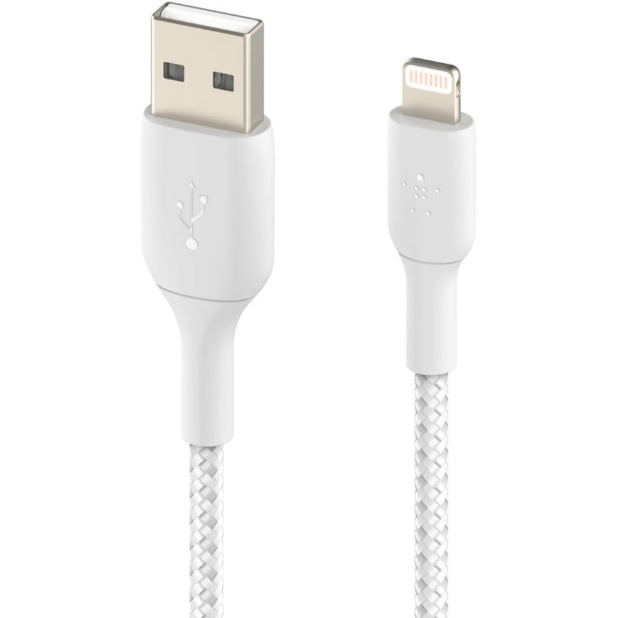 Belkin Braided Lightning to USB-A Cable (2m / 6.6ft, White) - CAA002bt2MWH