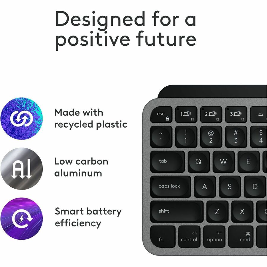 Logitech MX Keys Mini for Mac Minimalist Wireless Keyboard Compact, Bluetooth, Backlit Keys, USB-C, Fast - Space Gray - 920-012644