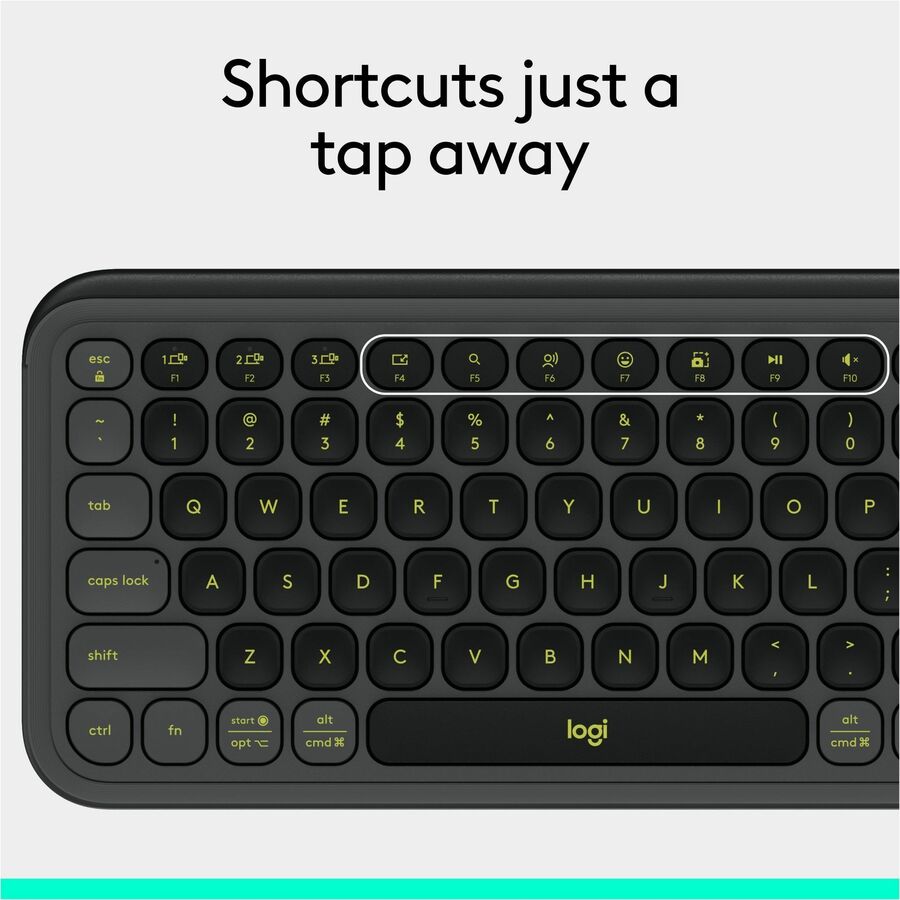 Logitech POP ICON KEYS Wireless Bluetooth Keyboard, Comfortable Typing, Programmable Keys, Easy-Switch Between up to 3 Devices (Graphite & Green) - 920-013143