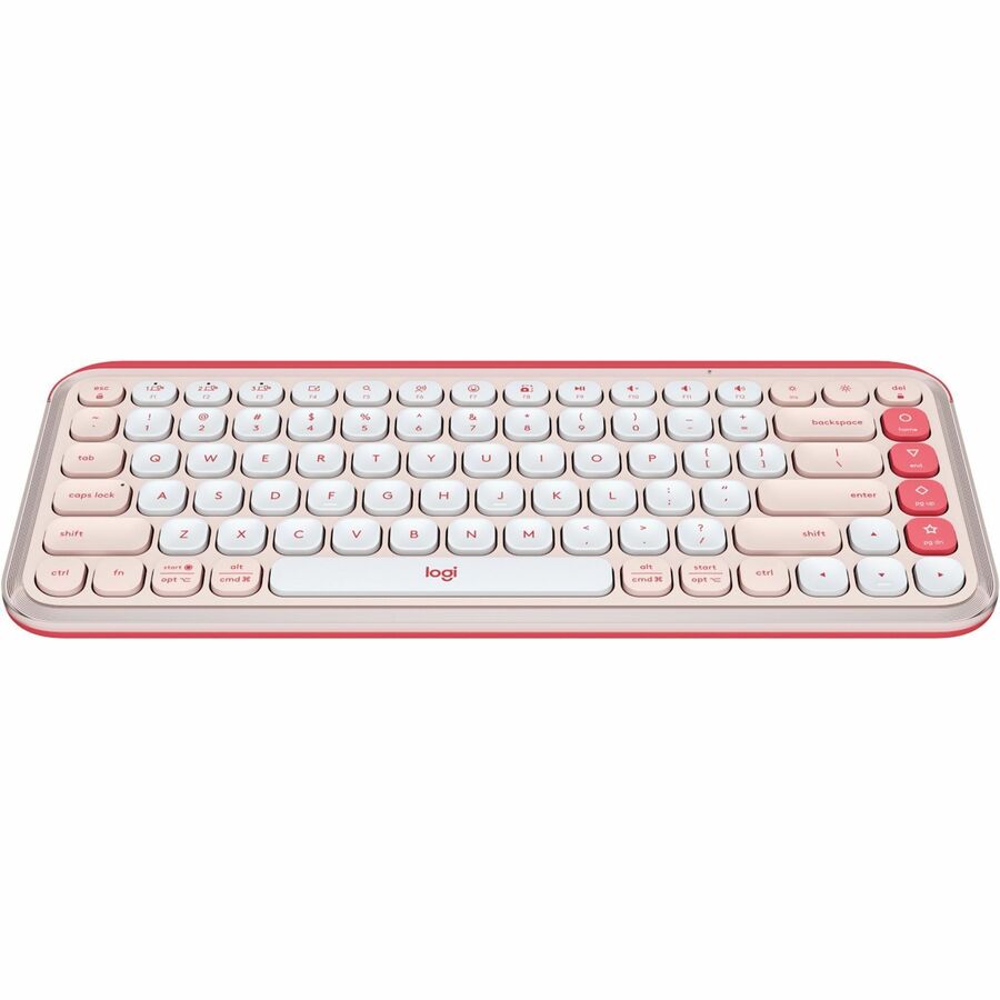 Logitech POP ICON KEYS Wireless Bluetooth Keyboard, Comfortable Typing, Programmable Keys, Easy-Switch Between up to 3 Devices (Rose & Off-white) - 920-013049