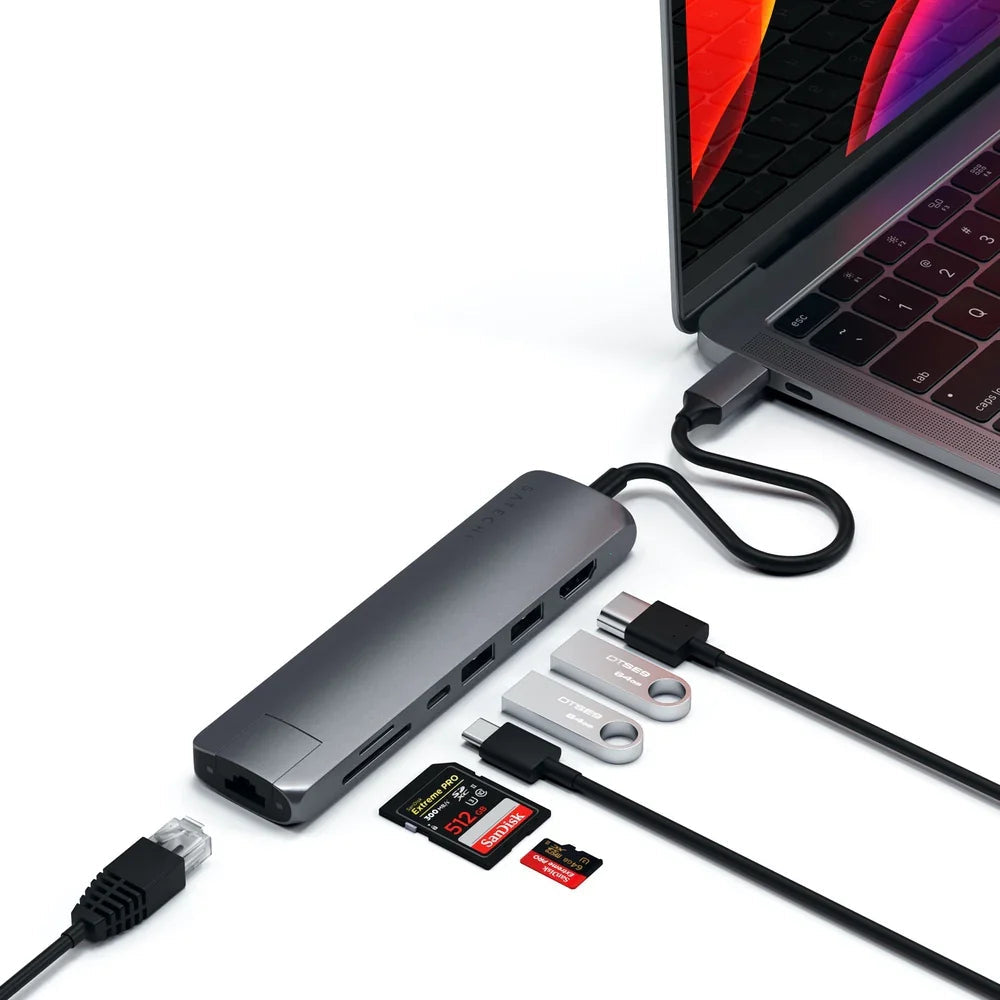 Satechi USB-C Slim Multiport w/ Ethernet Adapter - Space Grey ST-UCSMA3M